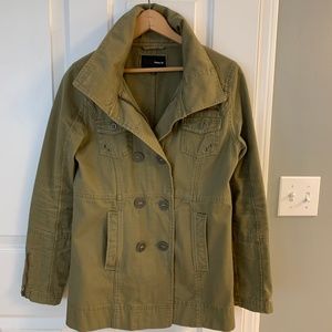 Hurley Army kahki green Military utility Jacket xs w/hood EUC